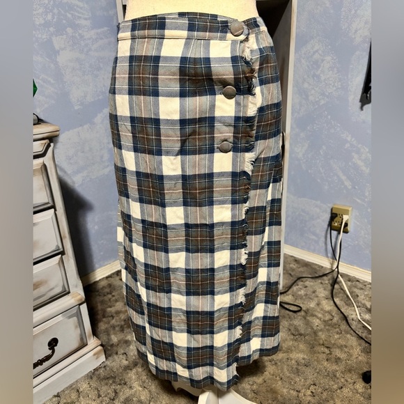 Surrey Classic Vintage Wool midi wrap plaid skirt medium - Picture 2 of 13